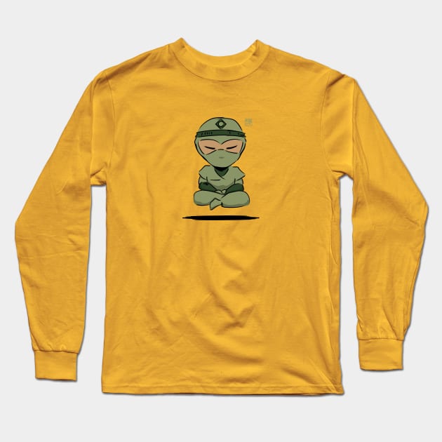 Meditating Ninja - Focus Long Sleeve T-Shirt by spotcolor